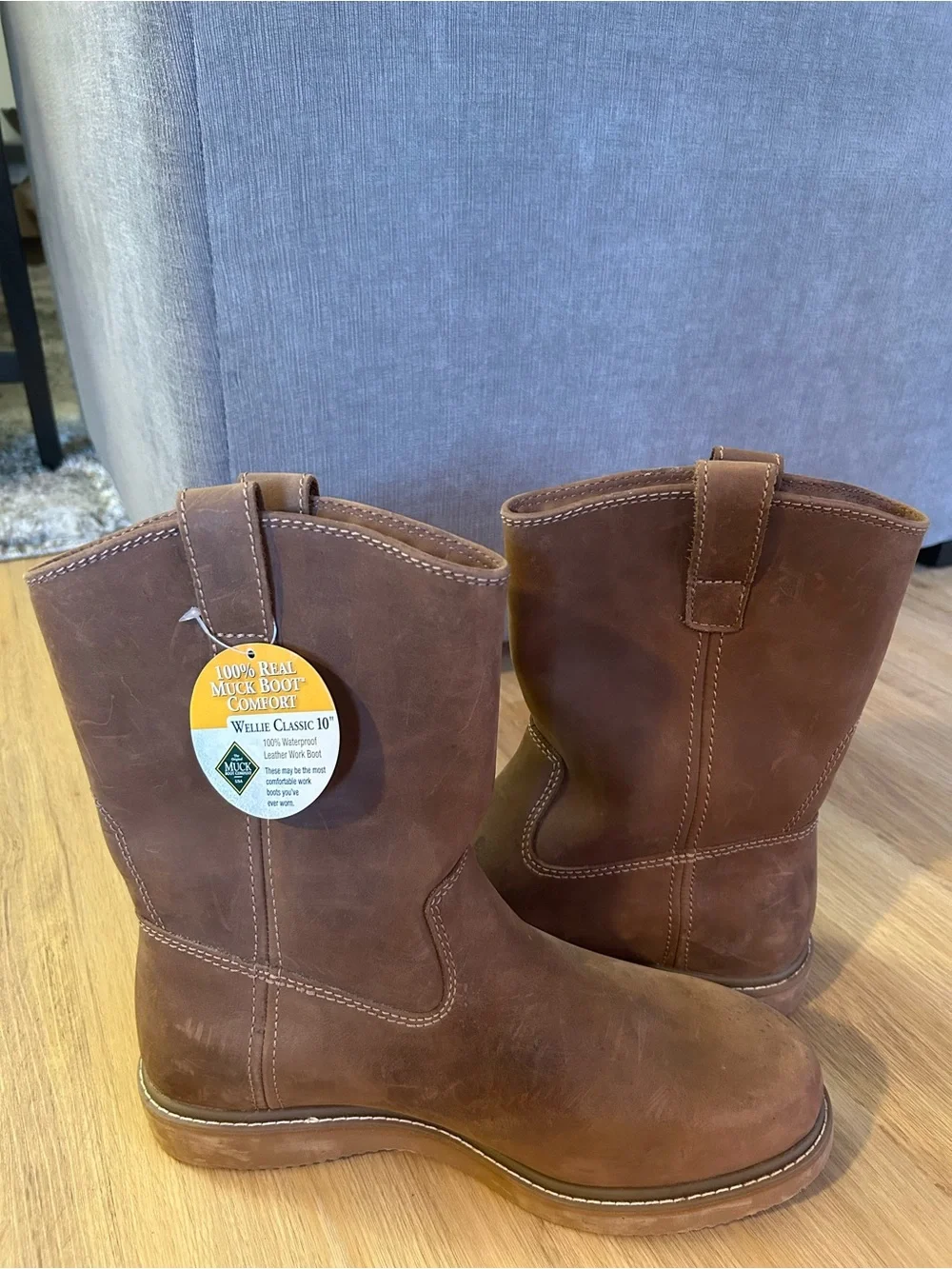 Muck Men's Wellie Classic 10” Waterproof/composite Toe Brown Leather Work Boots